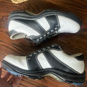 Footjoy Gold Shoes Contour Series White Black 94102 NICE CLEAN Women's Size 7 M